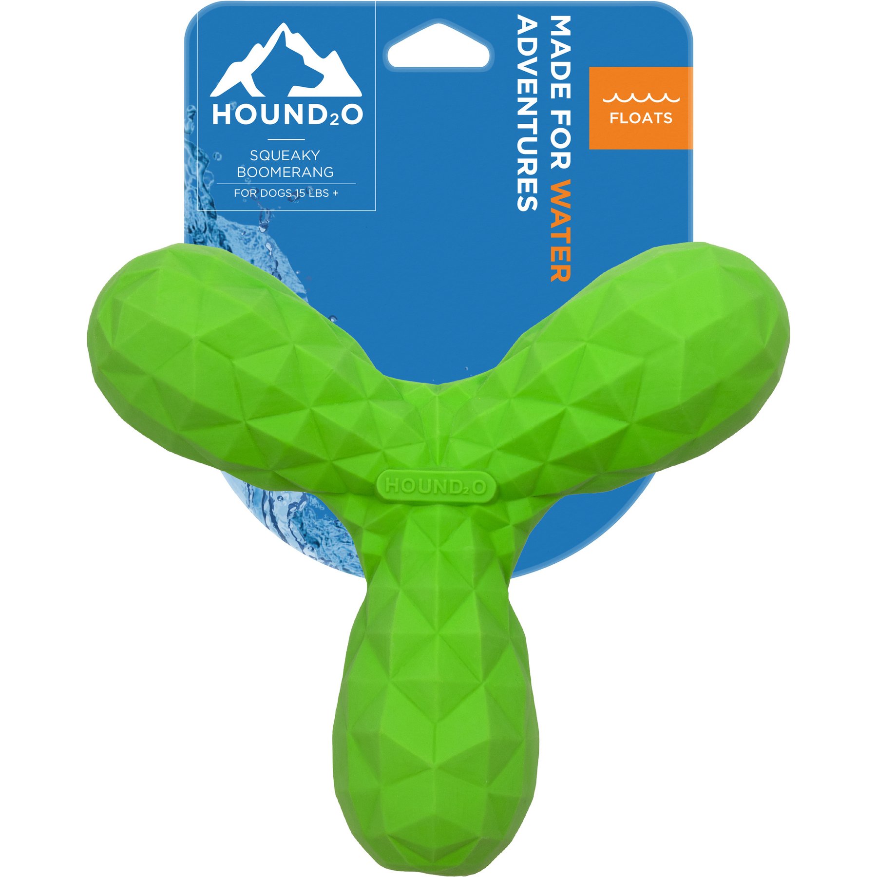 Hound2O Squeaky Boomerang Dog Toy, Green