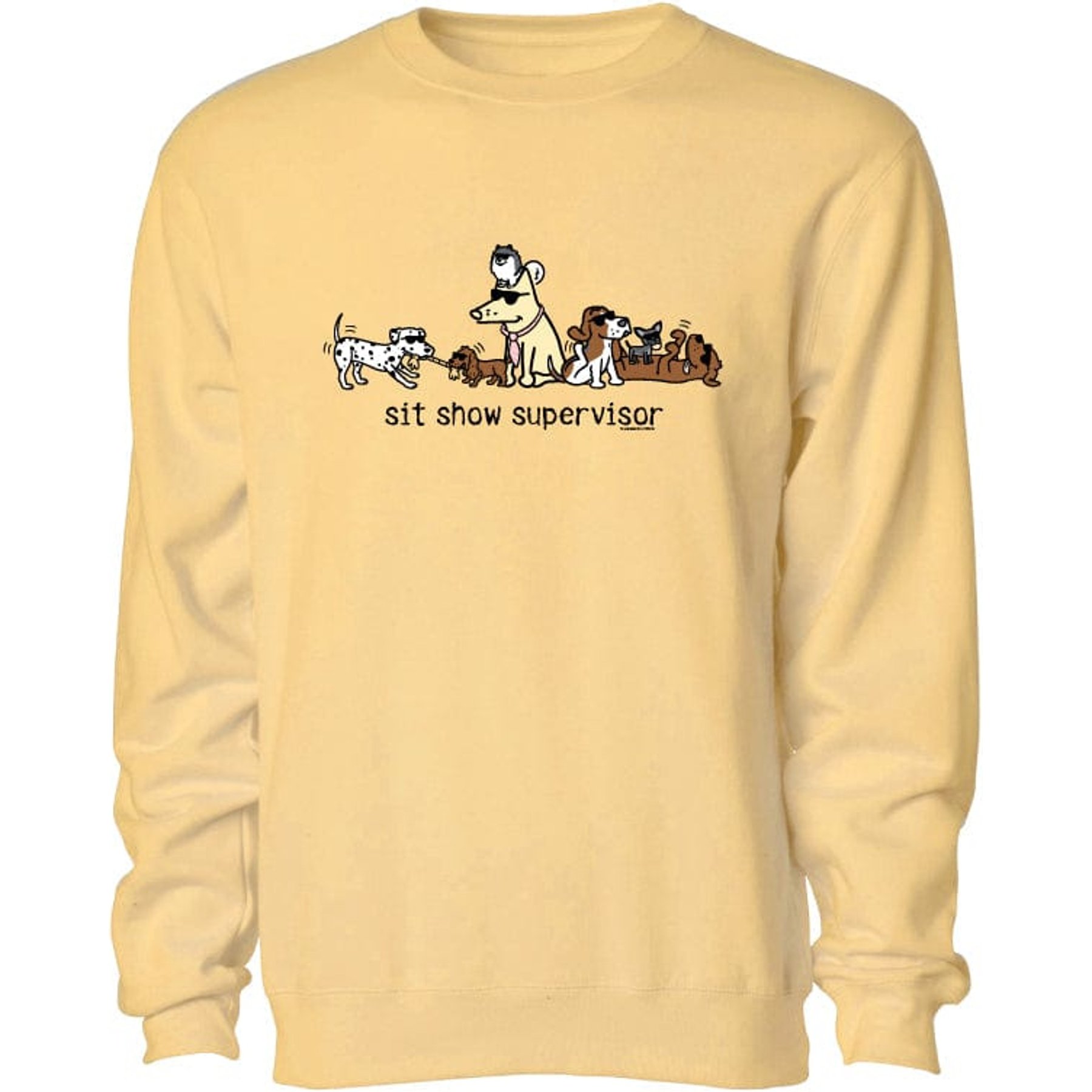 Teddy the Dog Sit Show Supervisor Crewneck Sweatshirt, Butter, Small