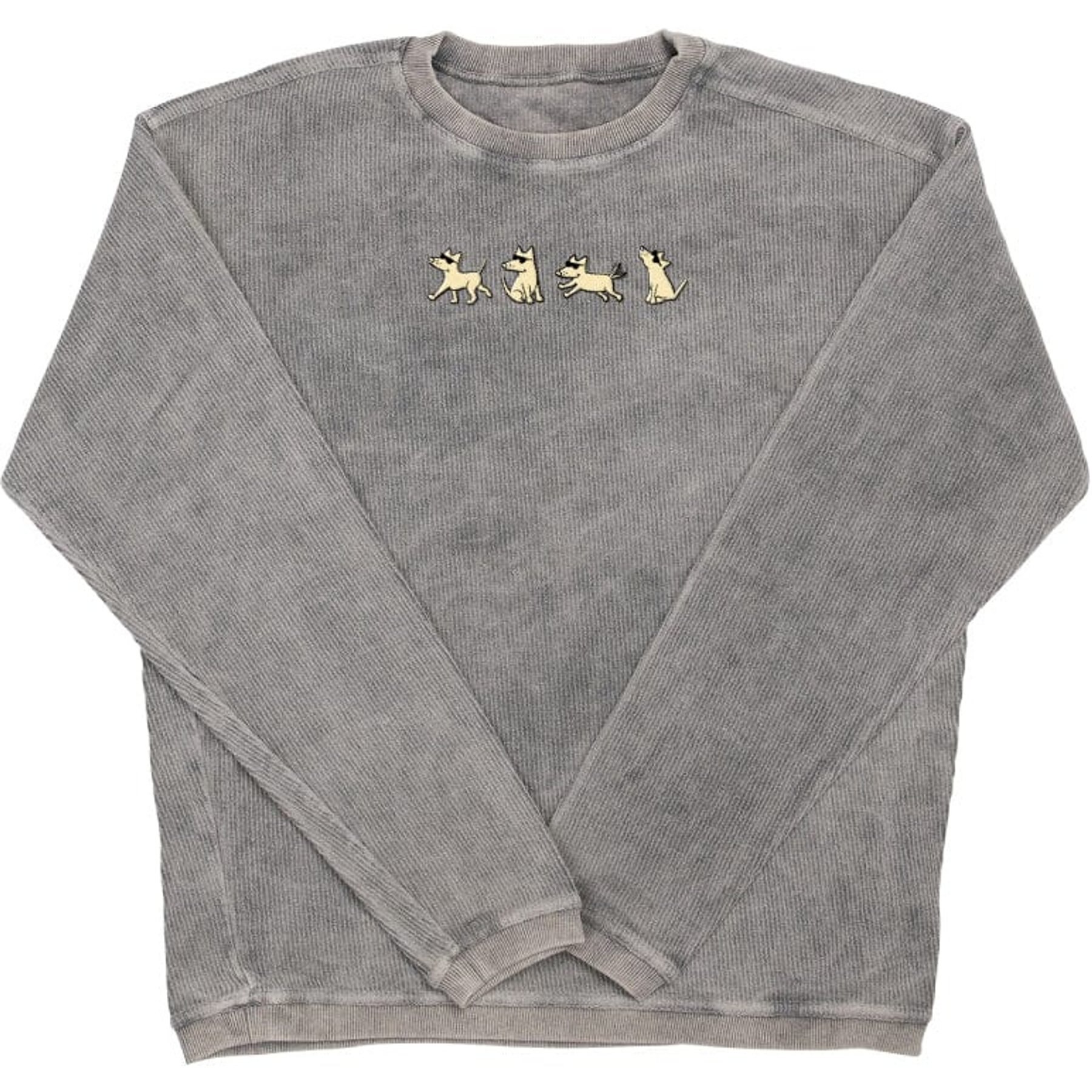 Teddy the Dog Strut Sit Run Howl Corded Crewneck Sweatshirt, Charles River Grey, Large