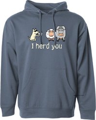 Teddy the Dog I Herd You Hooded Sweatshirt, Bluestone, X-Small