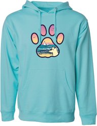 Teddy the Dog Beach Paw Hooded Sweatshirt, Island Blue, X-Small