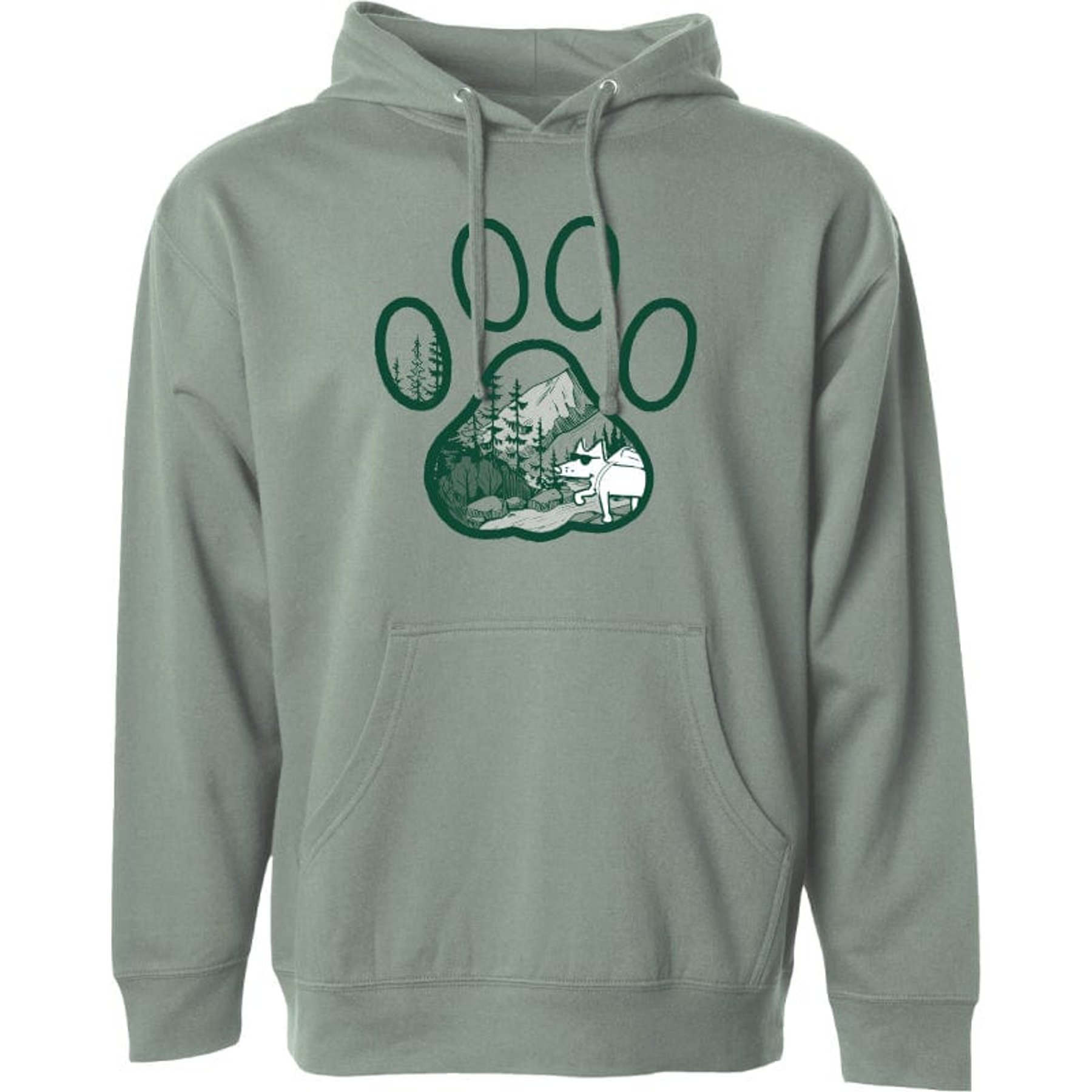 Teddy the Dog Forest Paw Hooded Sweatshirt, Seaglass, X-Large