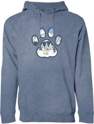 Teddy the Dog Winter Paw Hooded Sweatshirt, Mystic River Blue, X-Small