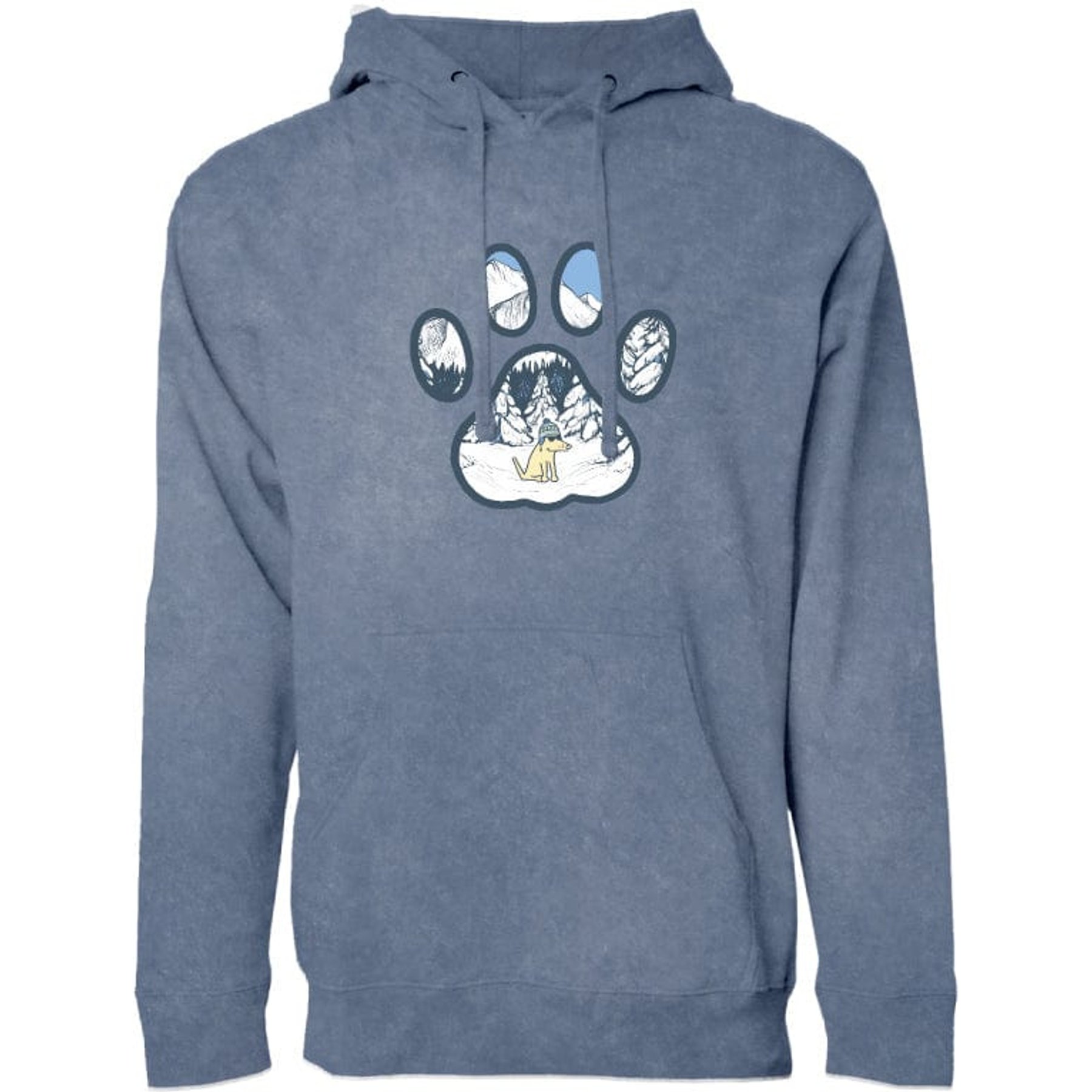 Teddy the Dog Winter Paw Hooded Sweatshirt, Mystic River Blue, X-Large