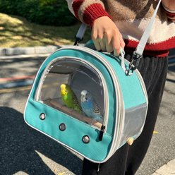 Halinfer Front Zipped Access Travel Bird Carrier Cage with Horizontal Mount Stand Perch & Extra Back Pocket, 12 x 8 x 10-in, Grey slide 2 of 8