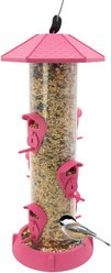 North States 2-in-1 Hinged-Port Wildbird Tube Feeder, Fiesta Pink