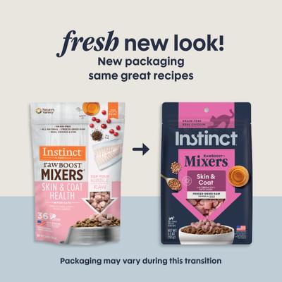 Show full view: Instinct Raw Boost Mixers Grain-Free Skin & Coat Health Recipe Freeze-Dried Cat Food Topper, 5.5-oz bag slide 3 of 11