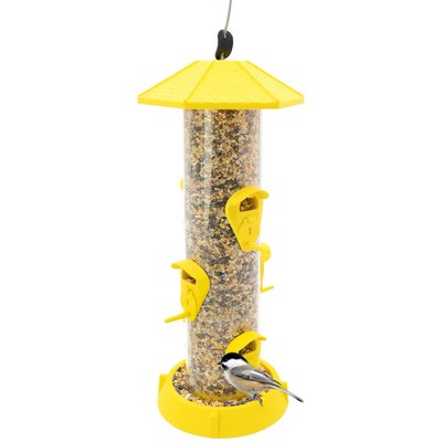 North States North States 2-in-1 Hinged-Port Wildbird Tube Feeder, Fiesta Yellow