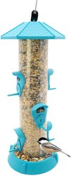 North States 2-in-1 Hinged-Port Wildbird Tube Feeder, Fiesta Blue