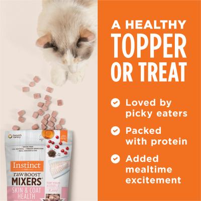 Show full view: Instinct Raw Boost Mixers Grain-Free Skin & Coat Health Recipe Freeze-Dried Cat Food Topper, 5.5-oz bag slide 8 of 11