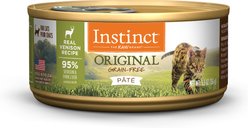 Instinct Original Real Venison Recipe Grain-Free Pate Wet Cat Food, 5.5-oz can, case of 12