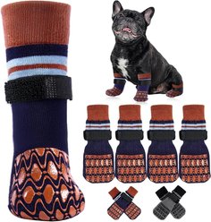 Kuoser Non Slip Dog Socks, Brown, X-Small, 4 count
