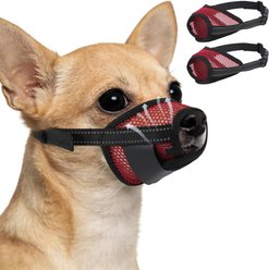 Kuoser Breathable Mesh Dog Muzzles, Red, X-Small, 2 count