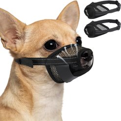 Kuoser Breathable Mesh Dog Muzzles, Black, Small, 2 count