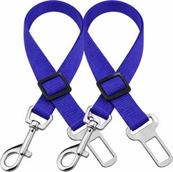 SunGrow Adjustable Safety Tether Dog & Cat Seat Belt Travel Accessories, 2 count, Blue
