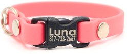 Mimi Green Waterproof Personalized Breakaway Cat Collar, Coral Pink, 13-in neck, 3/8-in wide slide 1 of 3