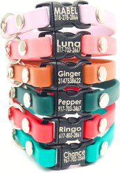 Mimi Green Waterproof Personalized Breakaway Cat Collar, Coral Pink, 13-in neck, 3/8-in wide slide 2 of 3