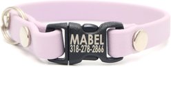 Mimi Green Waterproof Personalized Breakaway Cat Collar, Pastel Purple, 13-in neck, 3/8-in wide