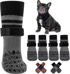 Kuoser Non Slip Dog Socks, Grey, Small, 4 count