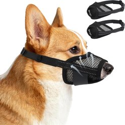 Kuoser Breathable Mesh Dog Muzzles, Black, Medium, 2 count