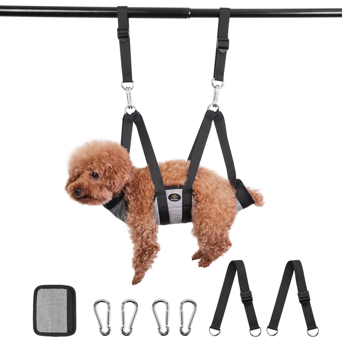 Ownpets Pet Grooming Hammock with Carabiners, Small