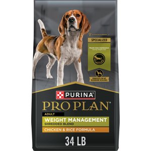 Purina Pro Plan Adult Weight Management Shredded Blend Chicken & Rice Formula Dry Dog Food, 34-lb bag