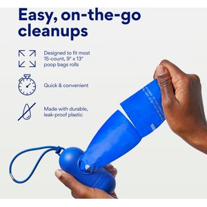 Chewy Made Dog Poop Bag Dispenser & Poop Bag Roll (FORMERLY FRISCO), Blue, Scented Bags, 15 count roll