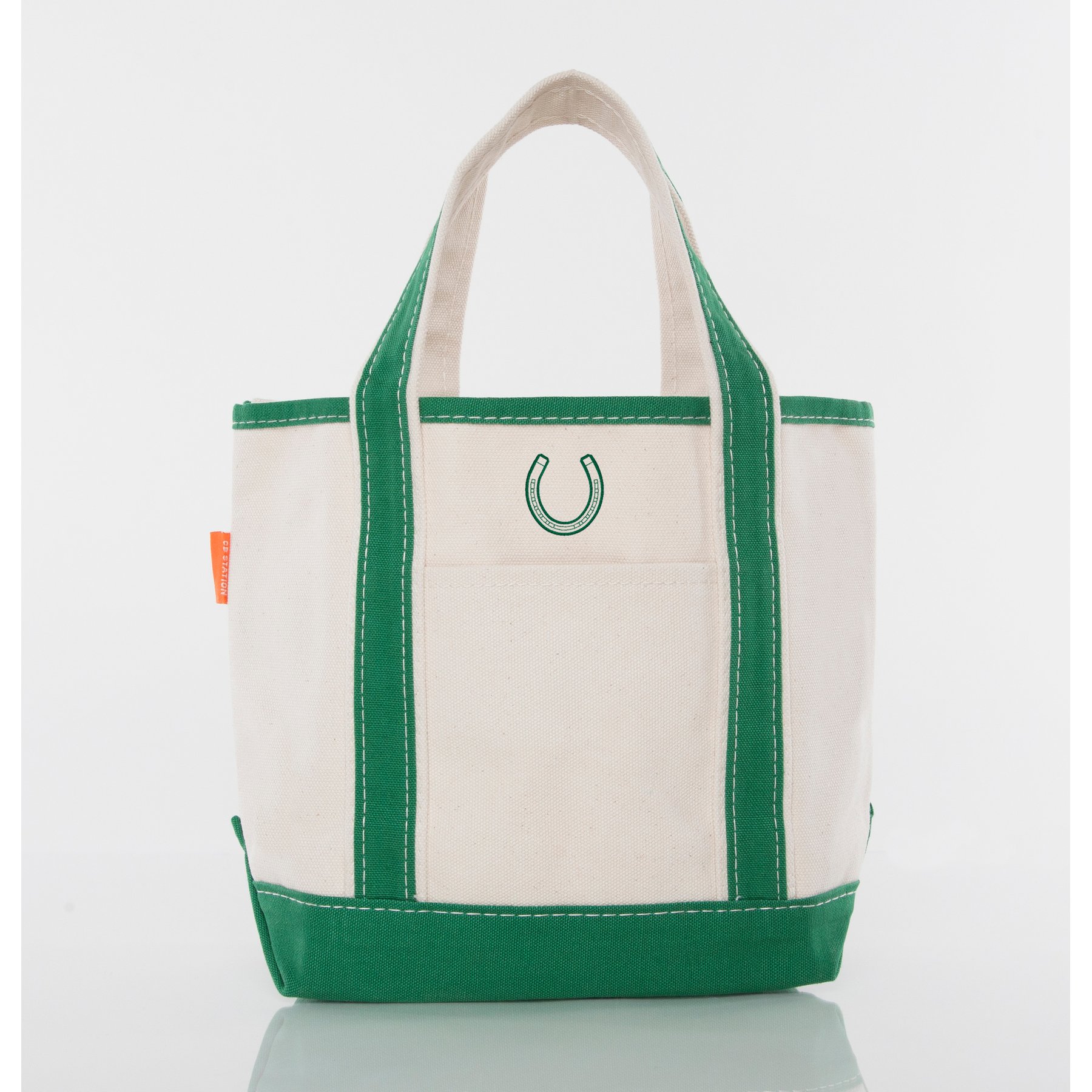 CB Station Handy Open Tote Bag, Small, Emerald, Horseshoe