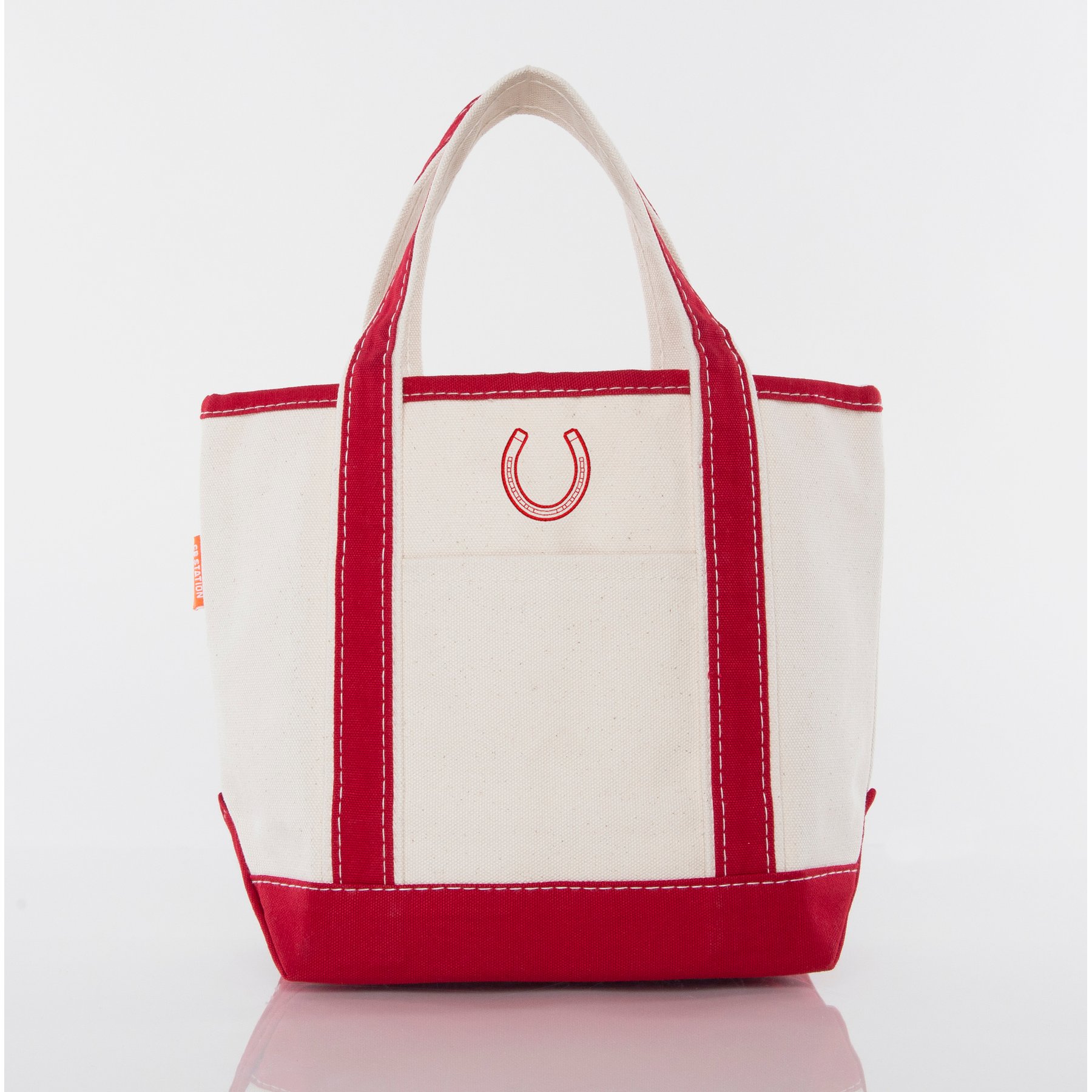 CB Station Handy Open Tote Bag, Small, Red, Horseshoe