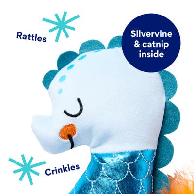 Show full view: Frisco Coastal Seahorse Jumbo Plush Kicker Cat Toy with Silvervine & Catnip slide 3 of 7