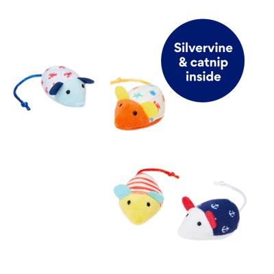 Show full view: Frisco Coastal Plush Mice Cat Toy with Silvervine & Catnip, 4 count slide 3 of 7