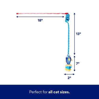 Show full view: Frisco Coastal Fish Springy Teaser Wand Cat Toy with Silvervine & Catnip slide 2 of 7
