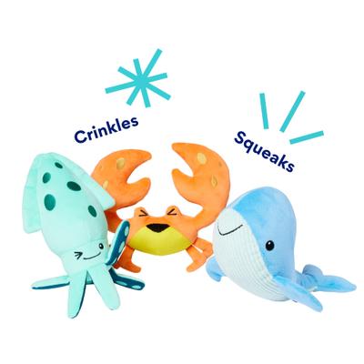 Show full view: Frisco Coastal Critters Plush Squeaky Dog Toy, Medium/Large, 3 count slide 3 of 8