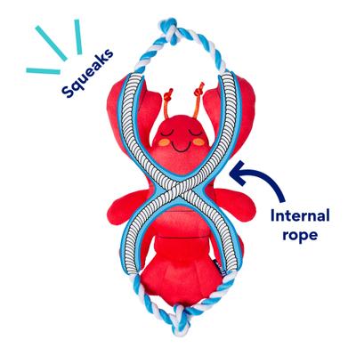Show full view: Frisco Coastal Lobster Plush with Rope Squeaky Dog Toy, Medium/Large slide 3 of 8