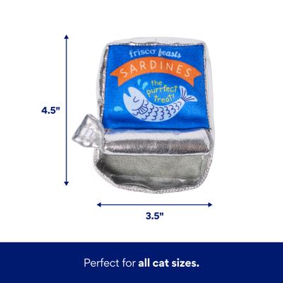 Show full view: Frisco Coastal Sardine Interactive Plush Cat Toy with Silvervine & Catnip, 4 count slide 2 of 8