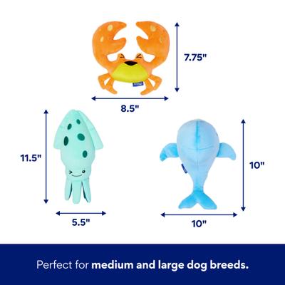 Show full view: Frisco Coastal Critters Plush Squeaky Dog Toy, Medium/Large, 3 count slide 2 of 8