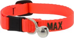 LupinePet Basic Solid Breakaway Buckle Safety Nylon Personalized Cat Collar with Bell, Blaze Orange slide 1 of 9
