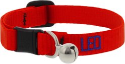 LupinePet Basic Solid Breakaway Buckle Safety Nylon Personalized Cat Collar with Bell, Red slide 1 of 9