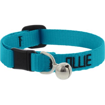 LupinePet LupinePet Basic Solid Breakaway Buckle Safety Nylon Personalized Cat Collar with Bell, Aqua