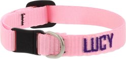 LupinePet Basic Solid Breakaway Buckle Safety Nylon Personalized Cat Collar, Pink