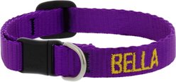 LupinePet Basic Solid Breakaway Buckle Safety Nylon Personalized Cat Collar, Purple