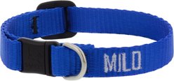 LupinePet Basic Solid Breakaway Buckle Safety Nylon Personalized Cat Collar, Blue