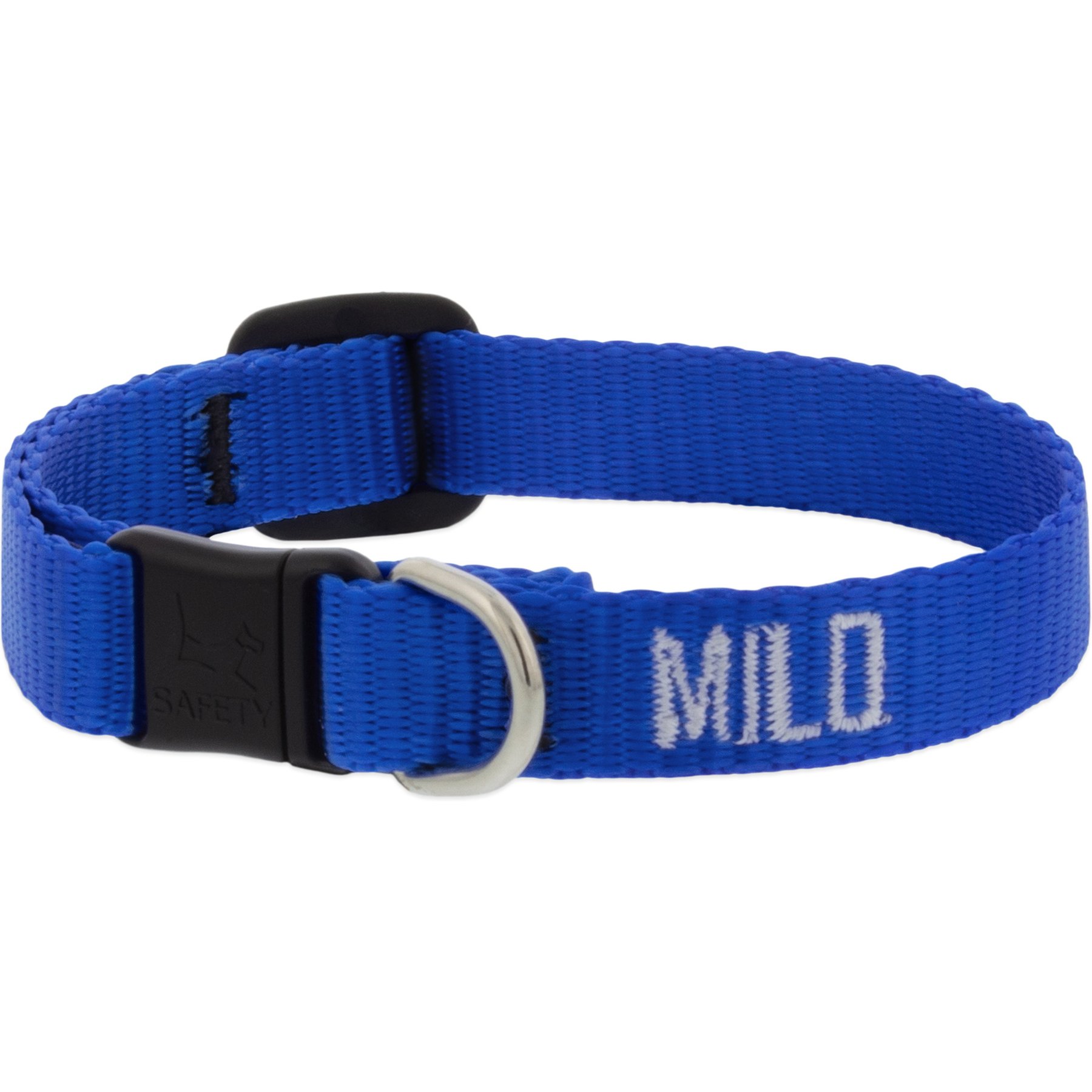 LupinePet Basic Solid Breakaway Buckle Safety Nylon Personalized Cat Collar, Blue