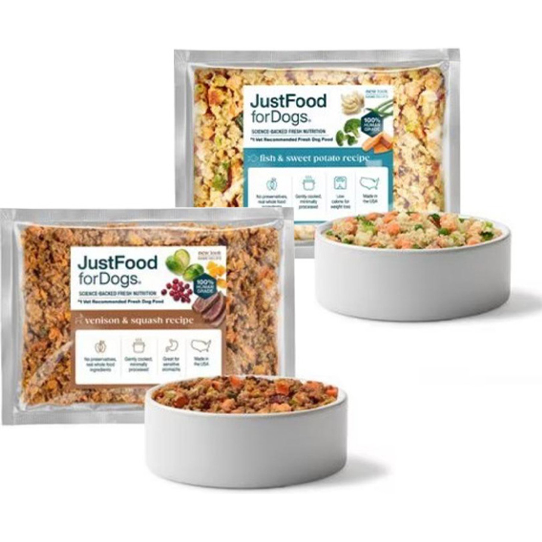 JustFoodForDogs Healthy Weight Variety Pack Human-Grade Fresh Whole Dog Food, 18-oz pouch, case of 7