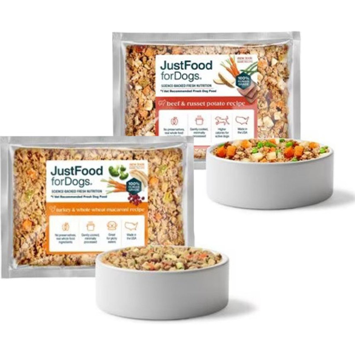 JustFoodForDogs Variety Pack Frozen Human-Grade Fresh Dog Food, 5.5-oz pouch, case of 9