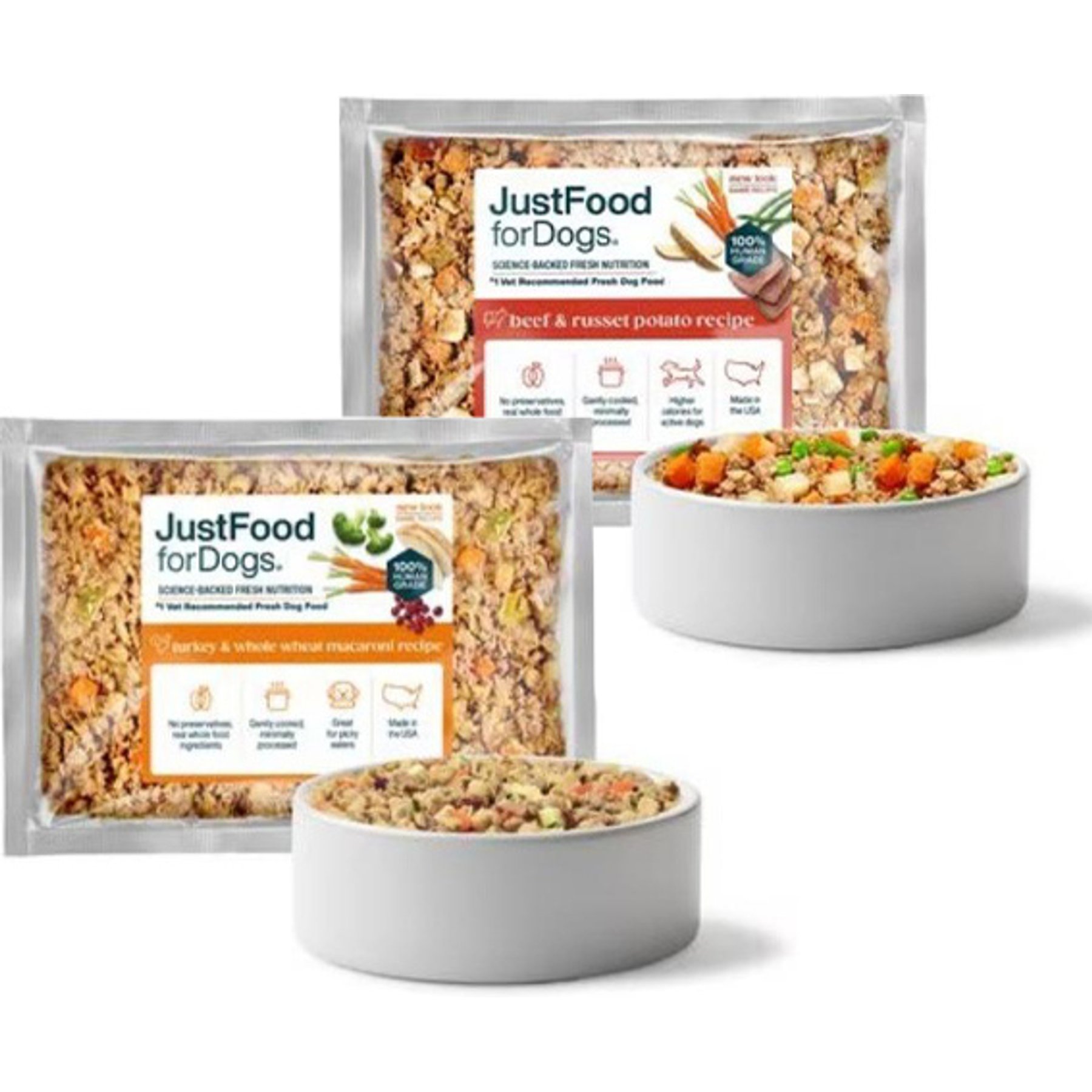 JustFoodForDogs Variety Pack Frozen Human-Grade Fresh Dog Food, 5.5-oz pouch, case of 36