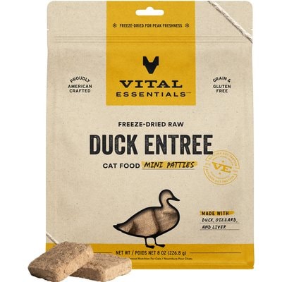 Vital Essentials Vital Essentials Mini Patties Raw Duck Entree Freeze-Dried Cat Food, 8-oz bag
