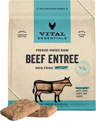 Vital Essentials Patties Raw Beef Entree Freeze-Dried Dog Food & Topper, 30-oz bag