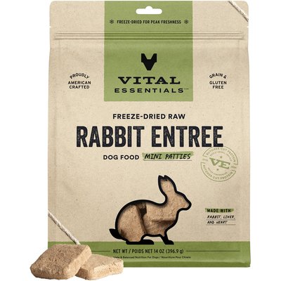 Vital Essentials Vital Essentials Mini Patties Raw Rabbit Entree Freeze-Dried Dog Food & Topper, 14-oz bag