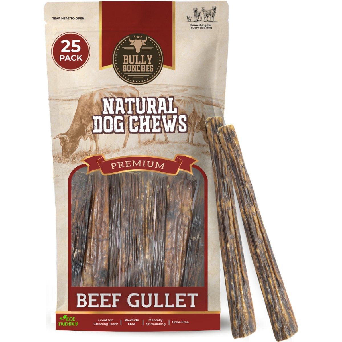 Bully Bunches 6-inch Beef Flavor Natural Jerky Sticks Dog Treats, 25 count
